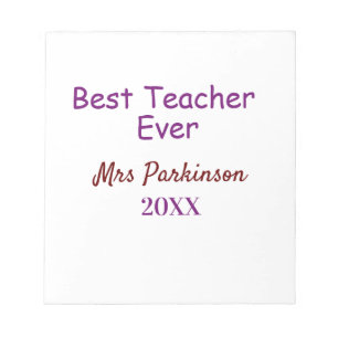 Best teacher ever add name date year simple school notepad