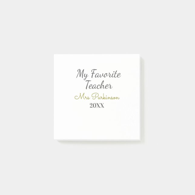 Best teacher ever add name date year simple school post-it notes (Front)