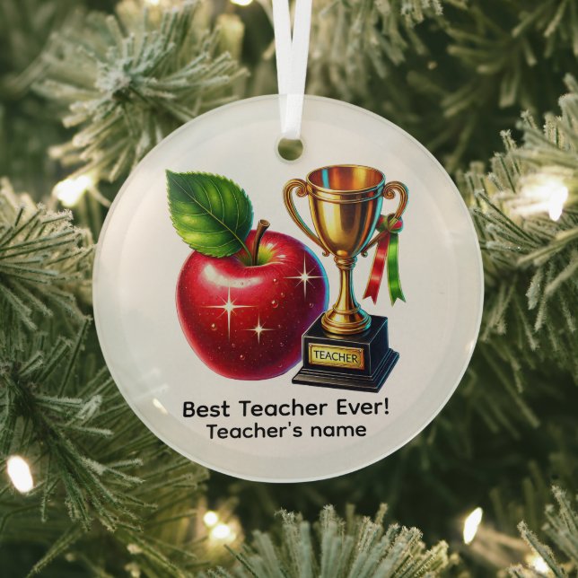 Best Teacher ever add name Glass Tree Decoration (Insitu)
