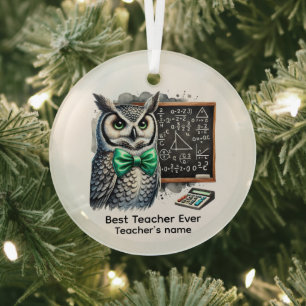 Best Teacher ever add name Glass Tree Decoration