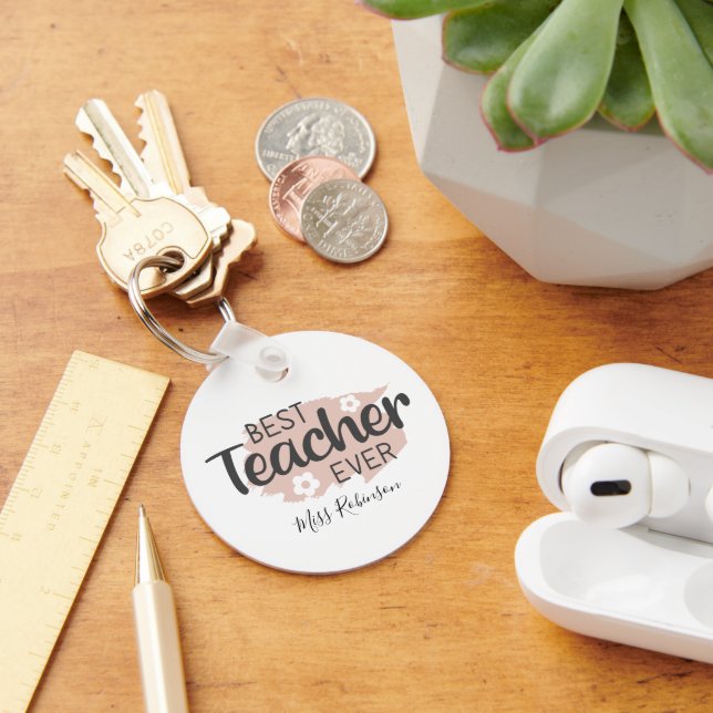 Best Teacher Ever Aesthetic Teacher Appreciation Key Ring (Desk)