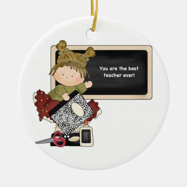 Best Teacher Ever Board Ceramic Tree Decoration (Front)