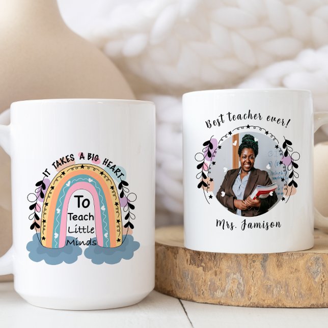 Best Teacher Ever Boho Rainbow Photo Coffee Mug (Creator Uploaded)