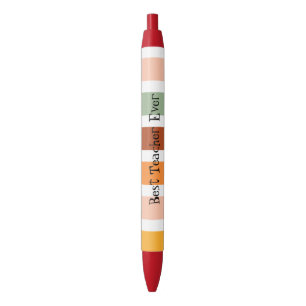 Best Teacher Ever Classic Colourful Stripe Design Black Ink Pen