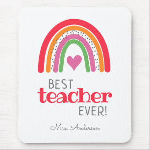 Best Teacher Ever Colourful Rainbow Mouse Mat