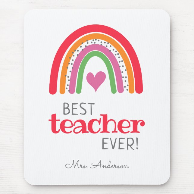 Best Teacher Ever Colourful Rainbow Mouse Mat (Front)