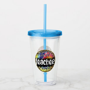 Best Teacher Ever Colourful Tie-Dye, Leopard Acrylic Tumbler