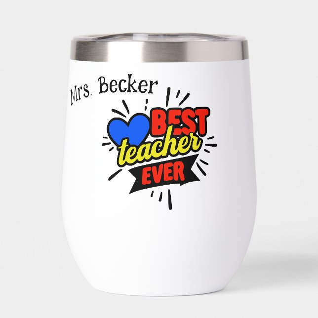 Best teacher ever comic cartoon personalised colou (Back)