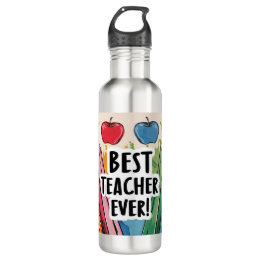 Best Teacher Ever custom Name apples/pens  710 Ml Water Bottle