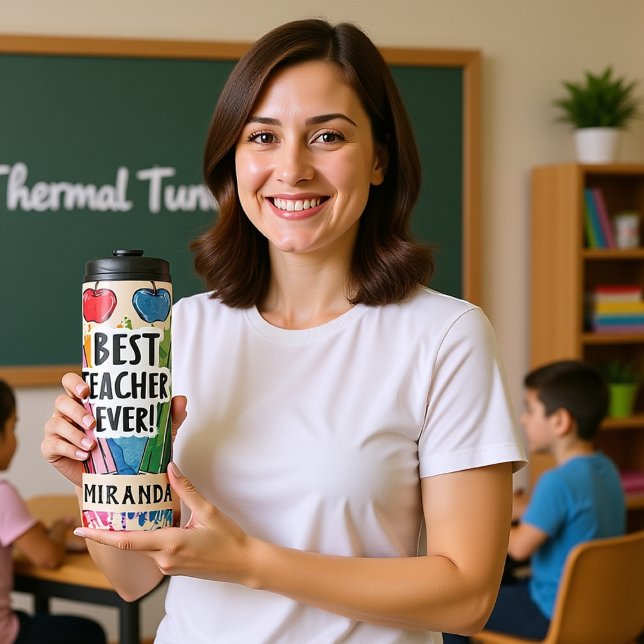 Best Teacher Ever custom Name apples/pens Thermal Tumbler (Best Teacher Ever custom Name apples/pens Thermal Tumbler
)