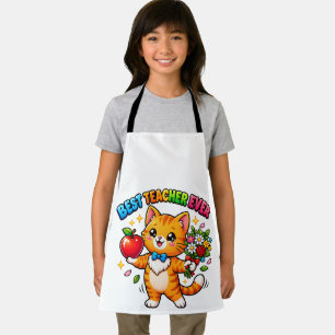 Best Teacher Ever Cute Cat Apron