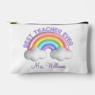 best teacher ever, cute colourful rainbow minimal accessory pouch