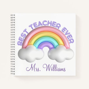 best teacher ever, cute colourful rainbow  notebook