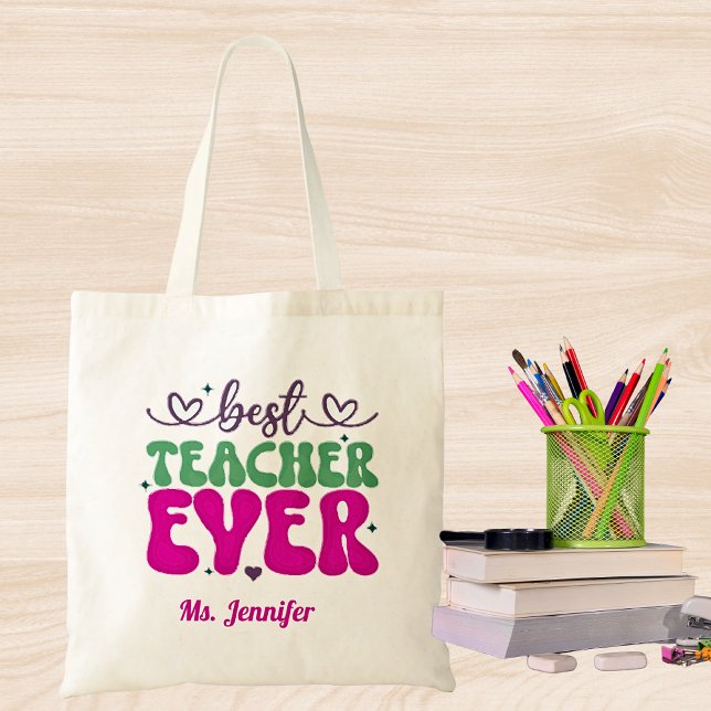 Best Teacher Ever Cute PTA Gift  Tote Bag (Creator Uploaded)