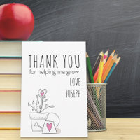 Best Teacher Ever Doodle Art Plant and Pink Heart