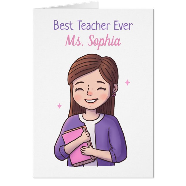 Best Teacher Ever Female Happy Teachers Day Card (Front)