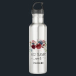 Best Teacher Ever Floral Custom Name 710 Ml Water Bottle<br><div class="desc">Floral teacher appreciation design you can add a name by clicking the "Personalise" button above</div>