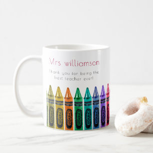 Best teacher ever gift crayons  coffee mug
