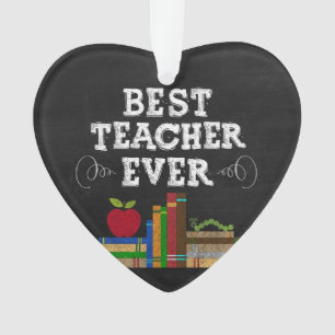 Best Teacher Ever Heart Chalkboard Ornament