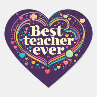 Best Teacher Ever Heart Sticker