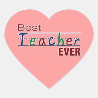Best Teacher Ever Heart Sticker
