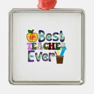 Best Teacher Ever Metal Tree Decoration