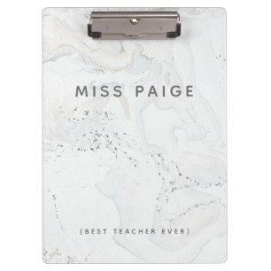 Best teacher ever modern elegant marble clipboard