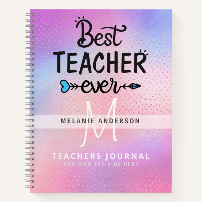 BEST TEACHER EVER Monogram Journal Thank You (Front)