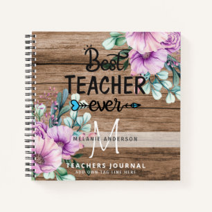 BEST TEACHER EVER Monogram Journal Thank You