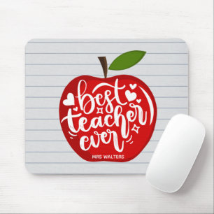 Best Teacher Ever Name Red Apple Back to School  Mouse Mat