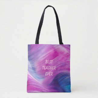 Best Teacher Ever Pastel Swirl Tote Bag