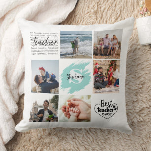 Best Teacher Ever Personalised Photo Collage Cushion