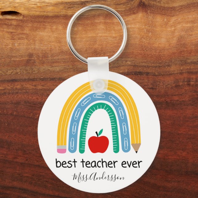 Best Teacher Ever Personalised Teacher Gift, Key Ring (Front)
