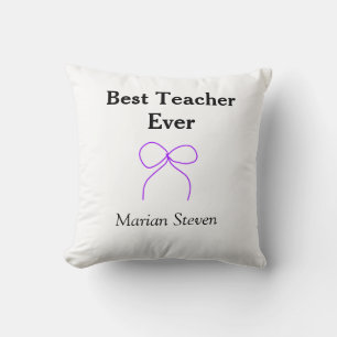 Best Teacher ever purple bow name appreciation gif Cushion