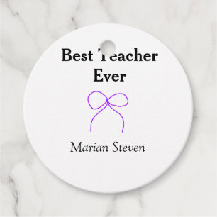Best Teacher ever purple bow name appreciation gif Favour Tags