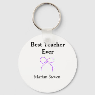 Best Teacher ever purple bow name appreciation gif Key Ring