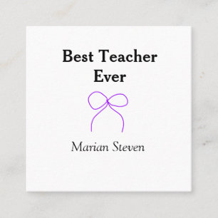 Best Teacher ever purple bow name appreciation gif Square Business Card