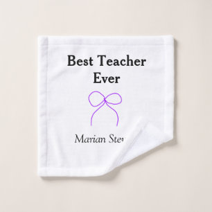 Best Teacher ever purple bow name appreciation gif Wash Cloth
