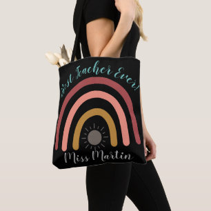 Best Teacher Ever Rainbow Sun Tote Bag 