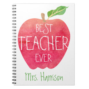 Best Teacher Ever Red Apple Personalised Notebook