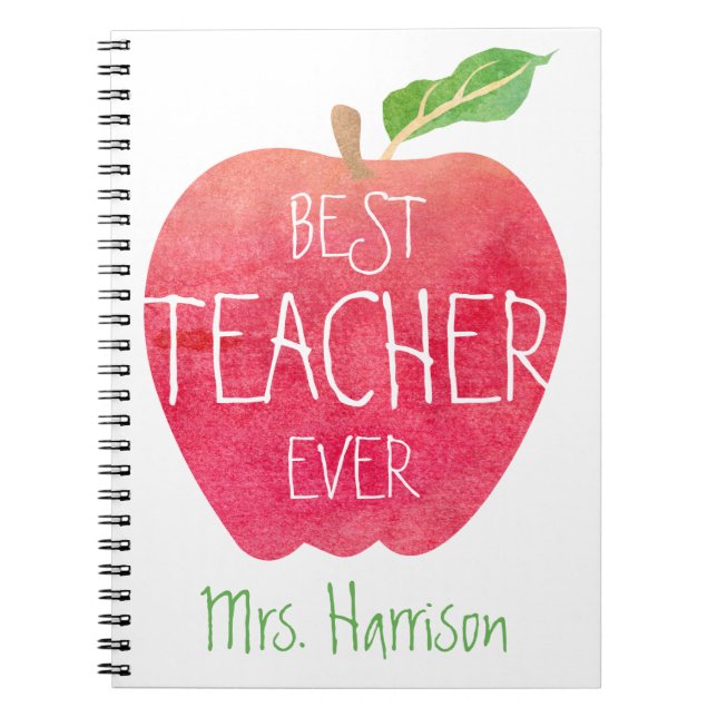 Best Teacher Ever Red Apple Personalised Notebook (Front)