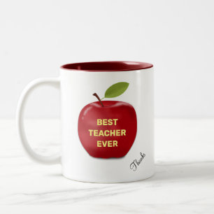 Best Teacher Ever & Red Apple Two-Tone Coffee Mug