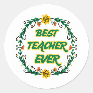 Best Teacher Ever Sticker | Cute Floral Teacher Ap