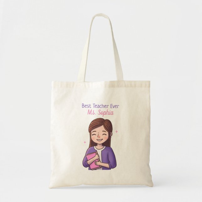Best Teacher Ever Teacher Appreciation Doodle Tote Bag (Front)