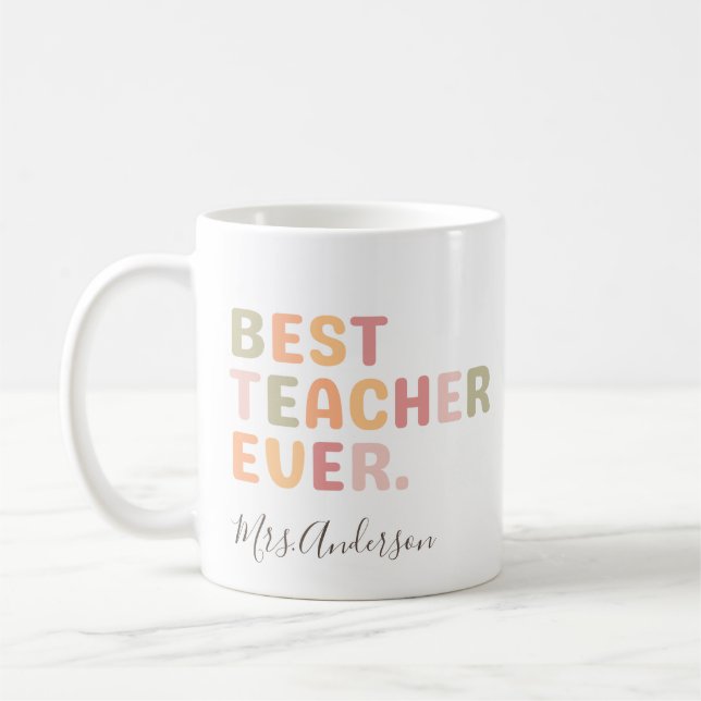 Best Teacher Ever Teacher Appreciation Gift Coffee Mug (Left)