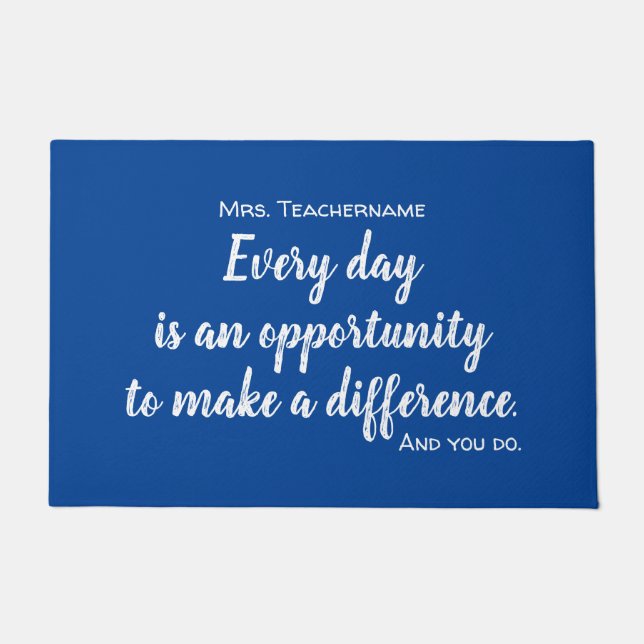 Best Teacher Ever Thank You Classroom Welcome Mat (Front)