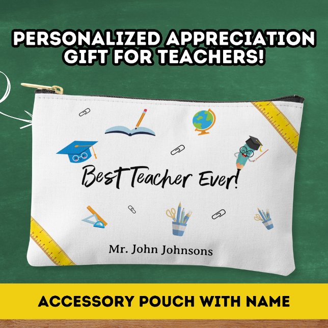 Best Teacher Ever Thank You Gift School Theme Accessory Pouch (Creator Uploaded)