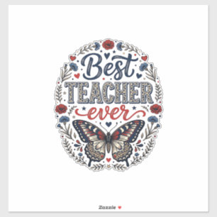 Best Teacher Ever Vintage Butterfly Floral Shirt_1