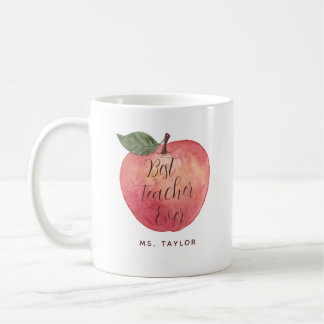 Best Teacher Ever Watercolor Apple Coffee Mug