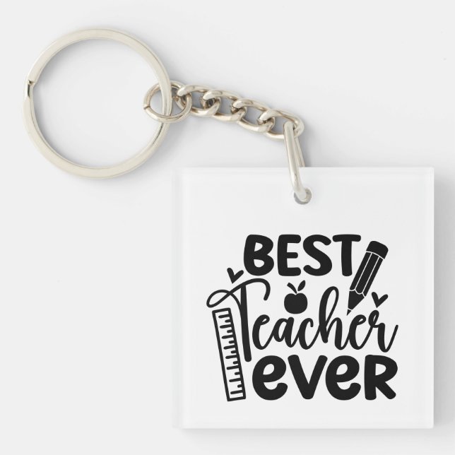Best Teacher Ever Wordart Key Ring (Front)
